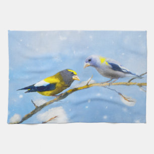 Linge De Cuisine Soirée Grosbeak Peinture - Cute Original Chien Art