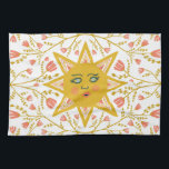 Linge De Cuisine Soleils Boho & Vignes Fleurs Rose Jaune<br><div class="desc">Décorez votre cuisine avec cette serviette d'art solaire cool. Faites un grand cadeau de vacances,  de ménage,  d'anniversaire ou de mariage! Vous pouvez le customiser et ajouter du texte. Consultez ma boutique pour plus de couleurs et de motifs !</div>