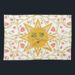 Linge De Cuisine Soleils Boho & Vignes Fleurs Rose Jaune<br><div class="desc">Décorez votre cuisine avec cette serviette d'art solaire cool. Faites un grand cadeau de vacances,  de ménage,  d'anniversaire ou de mariage! Vous pouvez le customiser et ajouter du texte. Consultez ma boutique pour plus de couleurs et de motifs !</div>