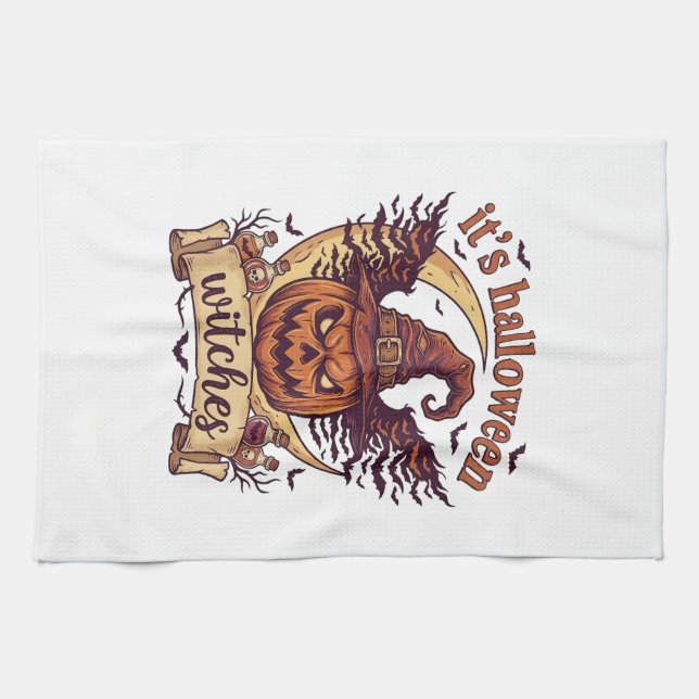 Linge De Cuisine Son chapeau de sorcière de citrouille de sorcières (Horizontal)