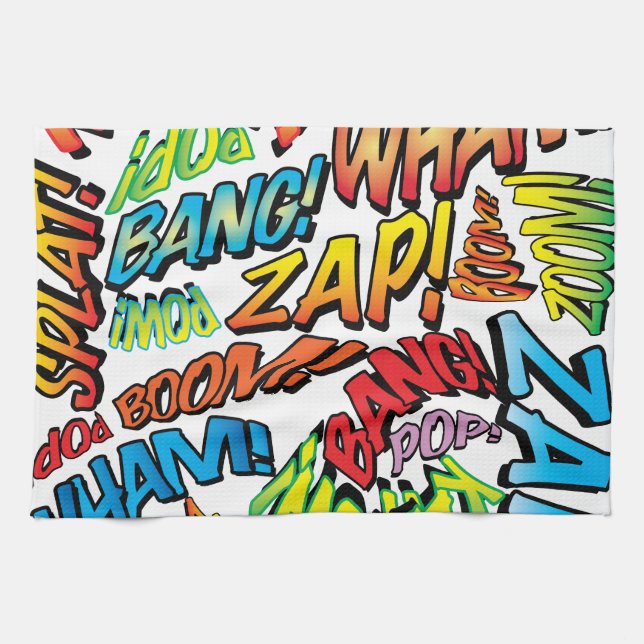 Linge De Cuisine Sons de l'art Pop de Bande Dessinée (Horizontal)