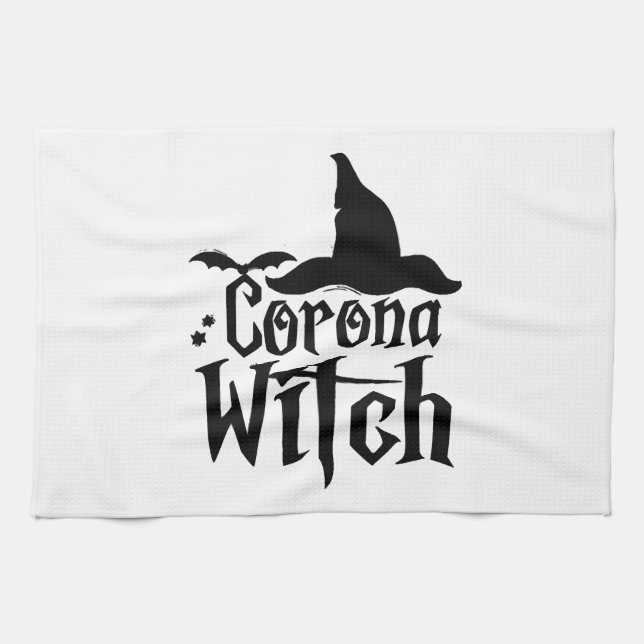 Linge De Cuisine Sorcière Corona Halloween , Drôle Halloween , (Horizontal)
