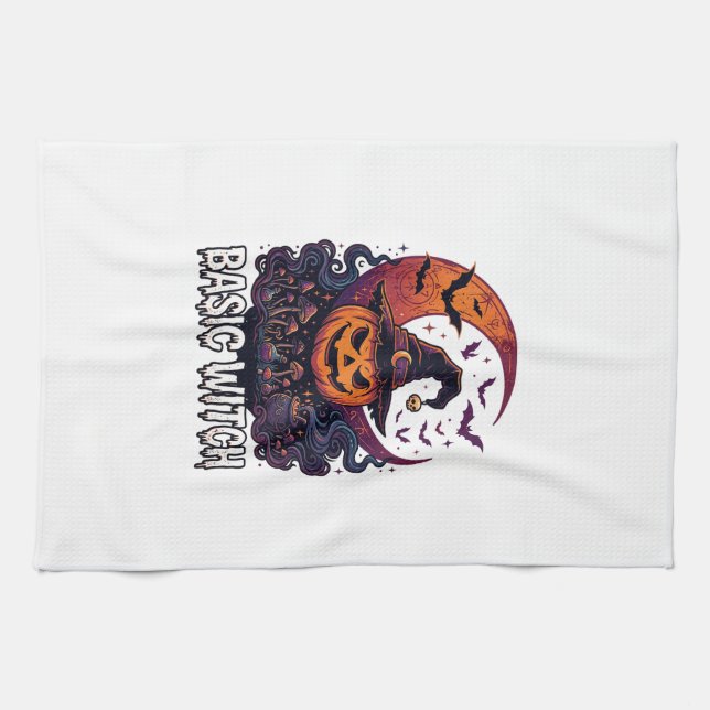 Linge De Cuisine Sorcière de base Halloween Citrouille Croissant de (Horizontal)