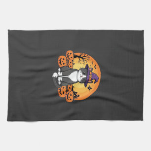 Linge De Cuisine Sorcière d'Halloween Chat Citrouille Lune Design_1