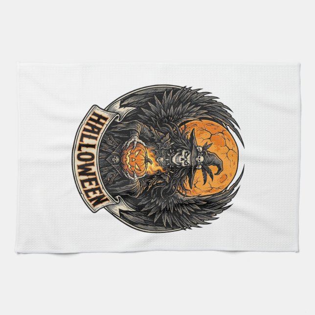 Linge De Cuisine Sorcière d'Halloween gothique vintage (Horizontal)
