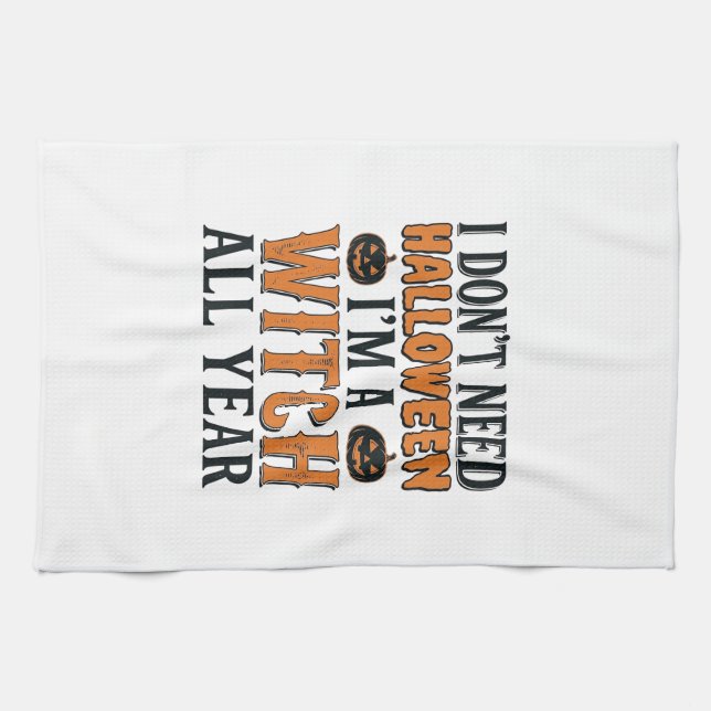 Linge De Cuisine Sorcière drôle toute l'année Typographie Halloween (Horizontal)