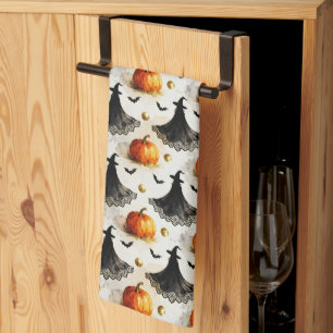 Linge De Cuisine Sorcière et citrouilles Halloween