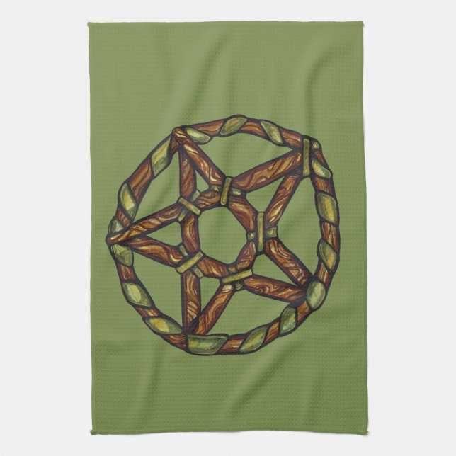 Linge De Cuisine Sorcière verte Pagan Pentacle Nature Wicca (Vertical)