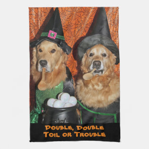 Linge De Cuisine Sorcières de Halloween de golden retriever