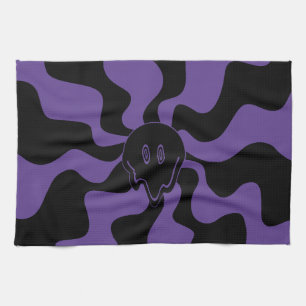 Linge De Cuisine Sourire fondu rétro violet et noir