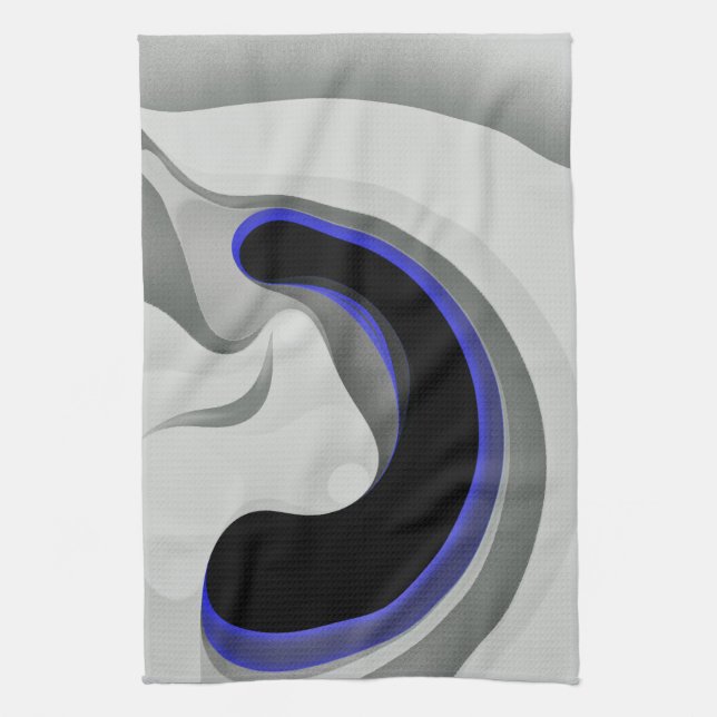 Linge De Cuisine Sous le bleu : gris Abstrait, noir et bleu (Vertical)