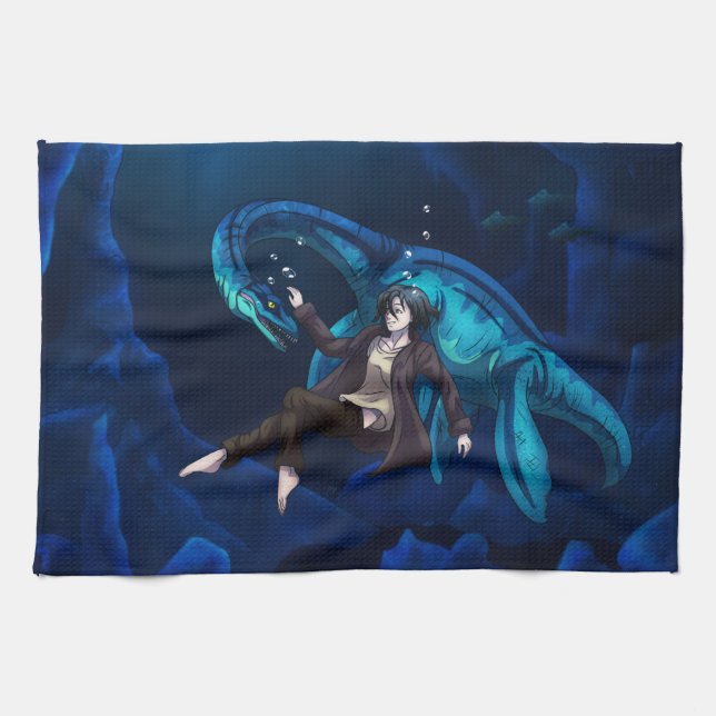 Linge De Cuisine Sous l'eau avec Plesiosaurus (Horizontal)