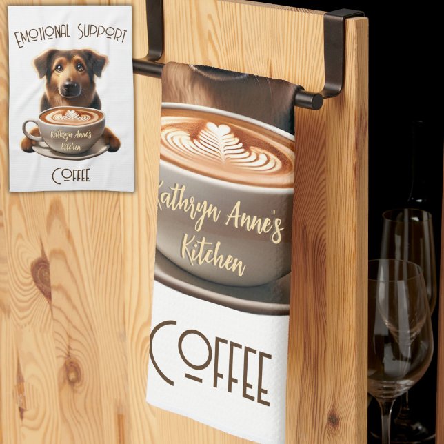Linge De Cuisine Soutien émotionnel Café Cute santé mentale (Add a dose of caffeine-powered cheer to your kitchen with this Emotional Support Coffee towel Dog)