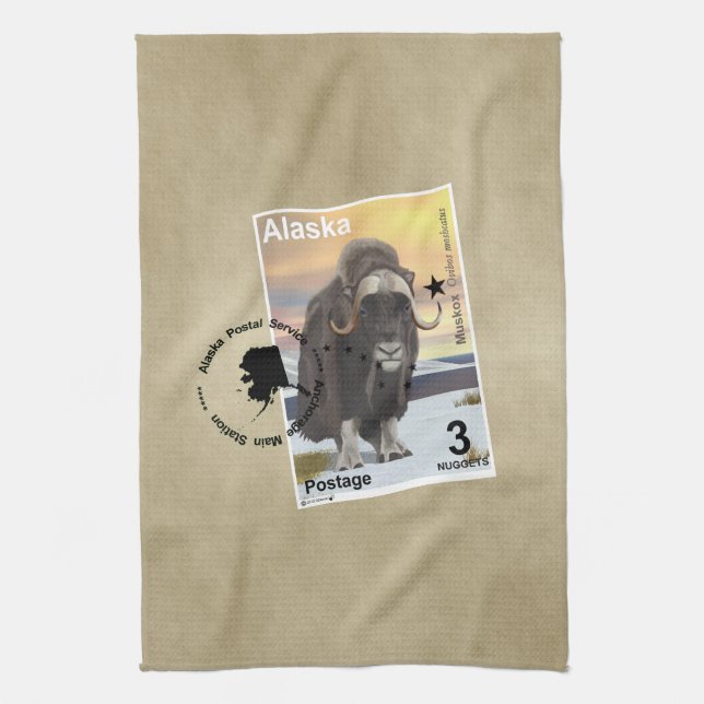 Linge De Cuisine Souvenir du timbre de Muskox (Vertical)