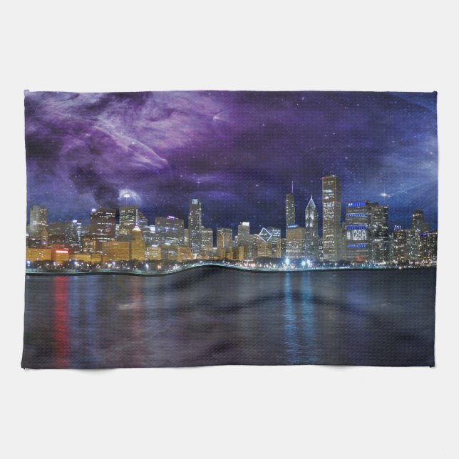 Linge De Cuisine Spacey Chicago Skyline (Horizontal)
