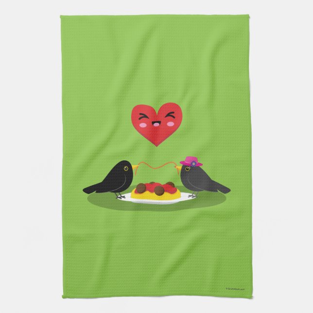 Linge De Cuisine Spaghetti Meatballs Date romantique (Vertical)