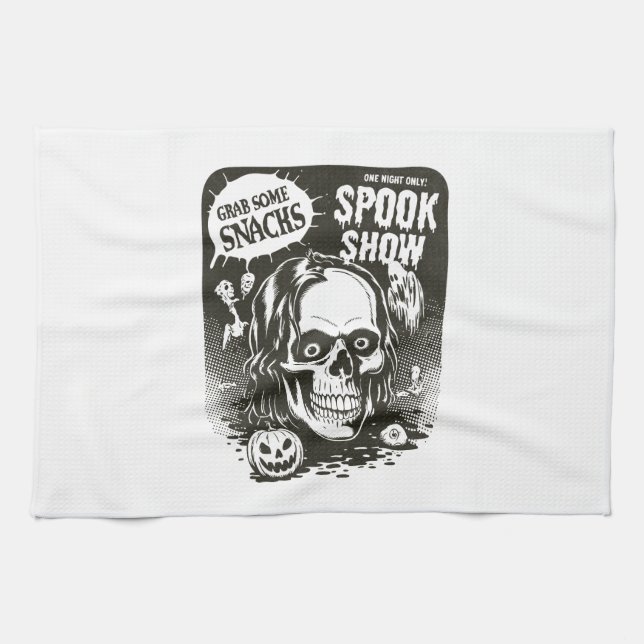 Linge De Cuisine Spectacle de Halloween Vintage Épouvantable (Horizontal)
