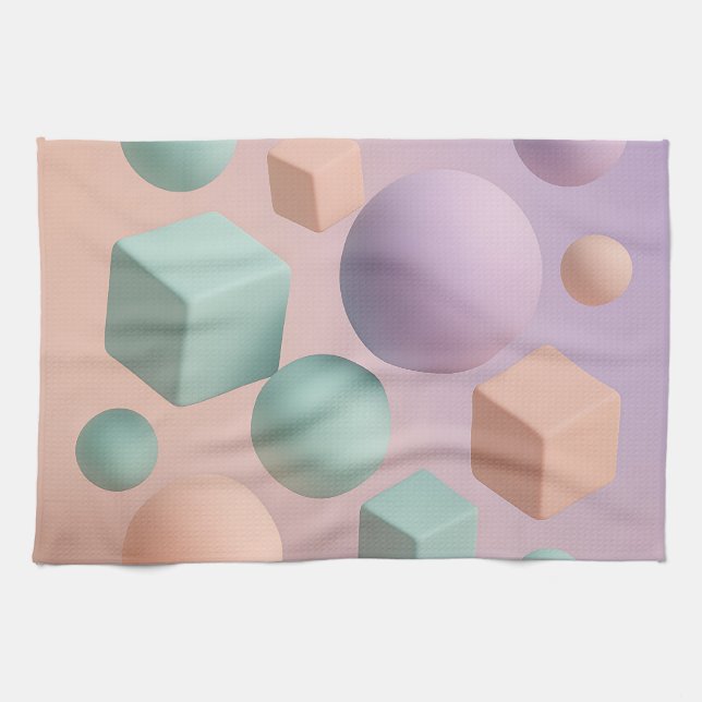 Linge De Cuisine Sphères Géométriques Pastel Cubes (Horizontal)