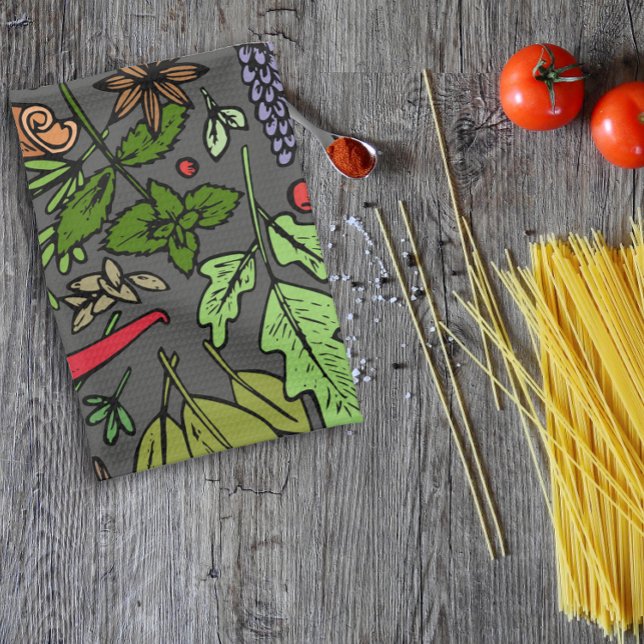 Linge De Cuisine Spices motif nom personnalisé gris (Créateur téléchargé)