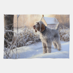 Linge De Cuisine Spinone Italiano Laisser Neige Noël