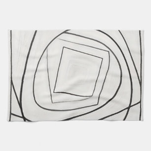 Linge De Cuisine Spirale Carrée Abstraite Noir Blanc