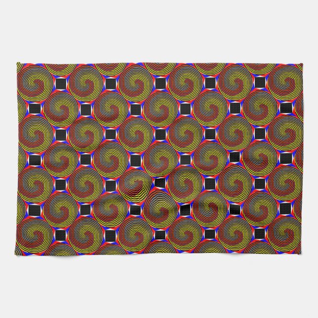 Linge De Cuisine Spirale rouge jaune bleu par Kenneth Yoncich (Horizontal)