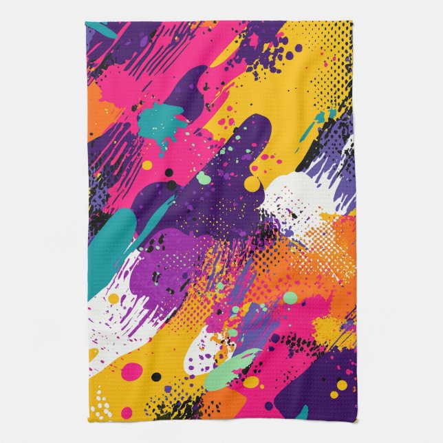 Linge De Cuisine Splash couleur Abstrait dans le style comique rétr (Vertical)