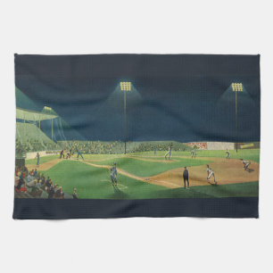 Linge De Cuisine Sports Vintage, Match de Baseball de Nuit