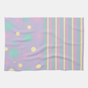 Linge De Cuisine Spots et bandes - rose, jaune, pourpre, vert