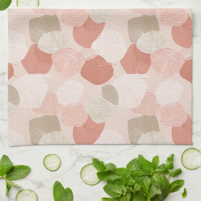 Linge De Cuisine Spring Botanical Blush Sage Leaves Kitchen Towels (Plié)