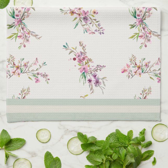 Linge De Cuisine Spring Floral Pattern Watercolor Botanical (Plié)