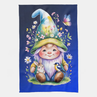 Linge De Cuisine Spring Gnome with Bunny and Bluebird