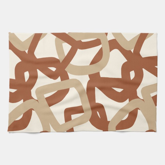 Linge De Cuisine Square Tangle Burnt Sienna Cream (Horizontal)