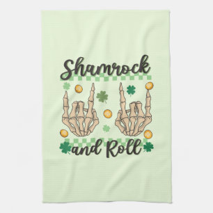 Linge De Cuisine Squelette à main shamrock et rouleau