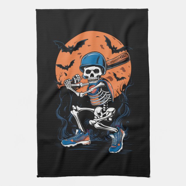 Linge De Cuisine Squelette de baseball Halloween Baseball Halloween (Vertical)