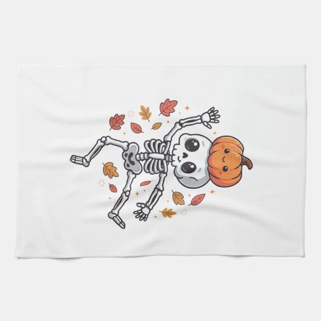 Linge De Cuisine Squelette de danse de Halloween mignon avec tête d (Horizontal)