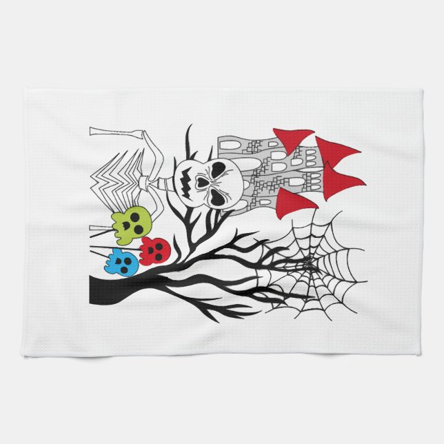 Linge De Cuisine squelette d'Halloween   (Horizontal)