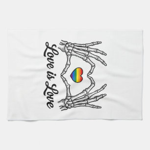 Linge De Cuisine Squelette Mains Arc-en-ciel Cœur Amour Est Amour C