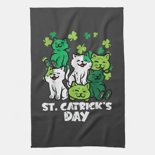 Linge De Cuisine St Patricks Catricks Day Cats Saint Pattys (Vertical)