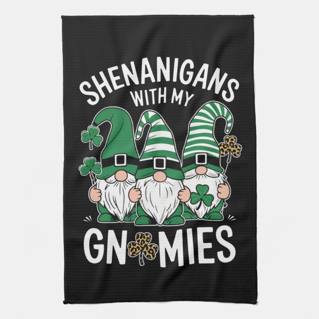 Linge De Cuisine St Patricks Day Lucky Shamrock Léopard Gnomes  (Vertical)