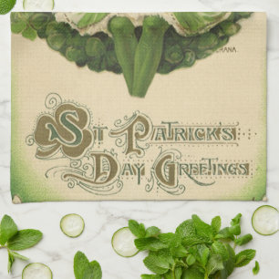 Linge De Cuisine St. Patrick's Day vintage, Wreath with Irish Lass