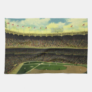 Linge De Cuisine Stade de baseball de sports vintage avec des foule