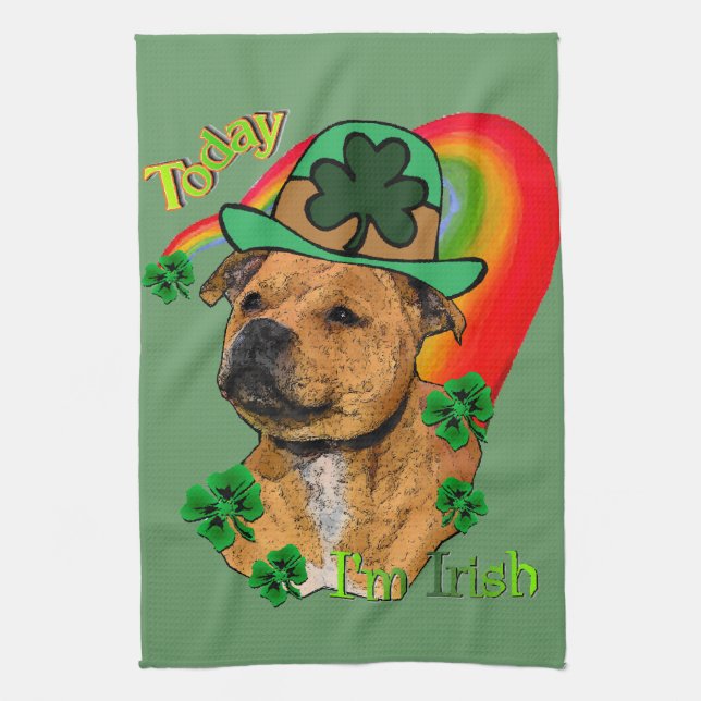 Linge De Cuisine Staffordshire Bull Terrier St patrick (Vertical)