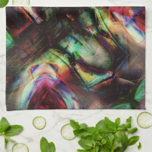 Linge De Cuisine Staines vert à rouge boisées et de couleur rugueus