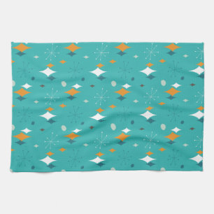 Linge De Cuisine Starburst Mid Century Motif moderne en Turquoise