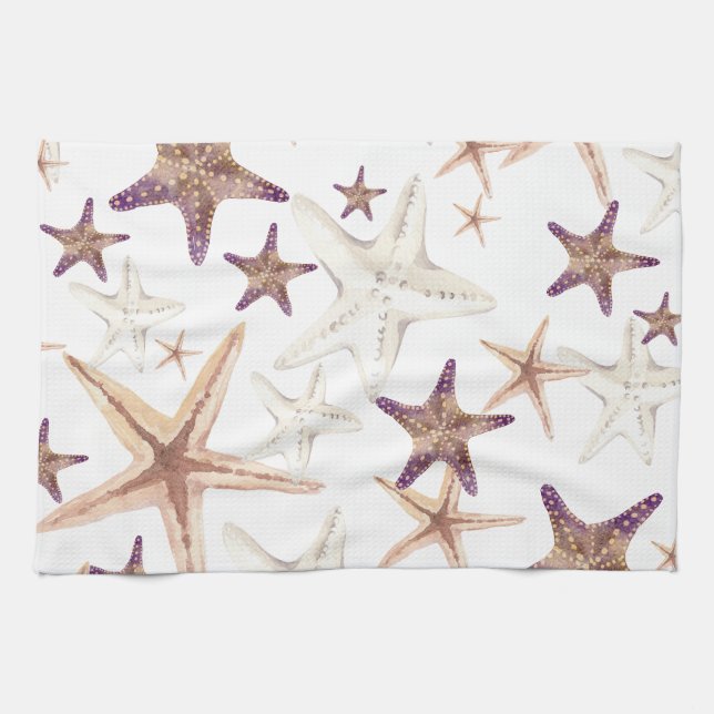 Linge De Cuisine Starfish Seashell Motif Beige (Horizontal)