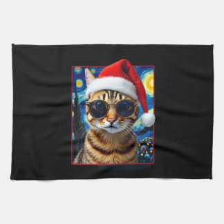 Linge De Cuisine Starry Night Orange Tabby Cat Christmas