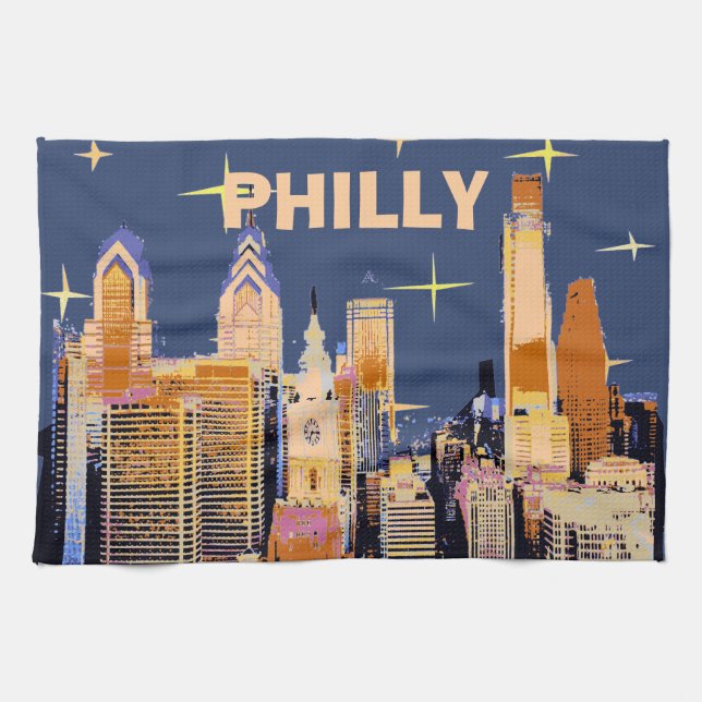 Linge De Cuisine Starry Night Philadelphia, personnaliser (Horizontal)