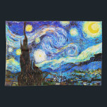 Linge De Cuisine Starry Night Van Gogh Art<br><div class="desc">Starry Night,  le tableau le plus célèbre du maître postimpressionniste néerlandais Vincent van Gogh. Un cyprès solitaire,  un village endormi et un ciel qui tourbillonne d'étoiles. La nature post-impressionniste paysage art fine.</div>
