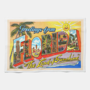 Linge De Cuisine State of Florida FL Vintage grande lettre carte po